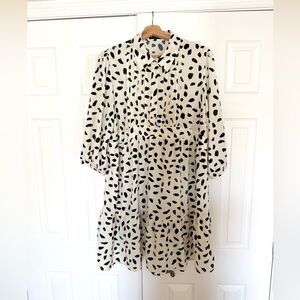 Black and White Polka Dot Dalmatian Print Swing Style Maternity Dress